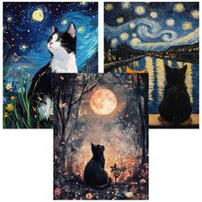 Diamond Art Kits for Adults, 3 Packs Cats Diamond Painting Kits for Adults, Full
