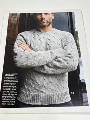 Man's Cabled Pullover Knitting Pattern Magazine Pages