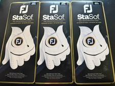 New Footjoy StaSof Leather Men's Medium M White Dot - Lot of 3 Golf Gloves