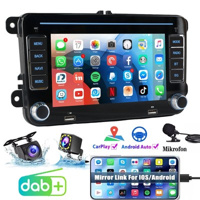 DAB+ Android 15 Autoradio Carplay GPS für VW GOLF 5 6 Plus Polo Passat Touran BT