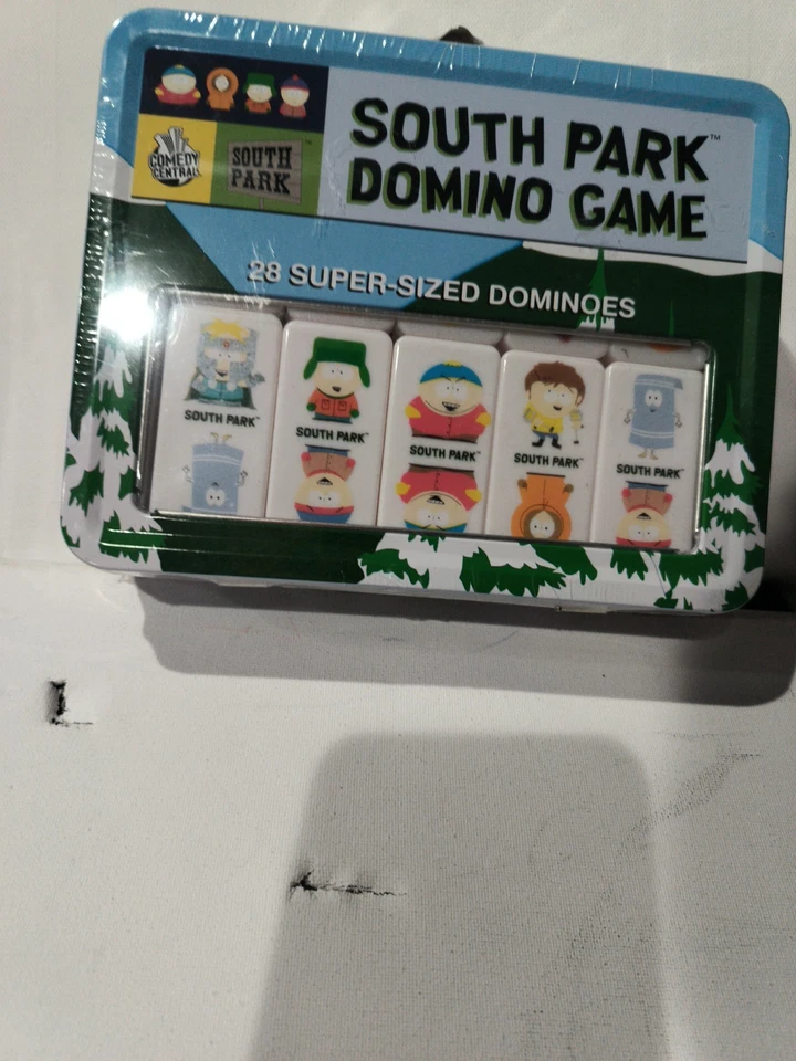 Vtg South Park Domino Game - 28 Super-Sized Dominoes W/Tin Lunchbox Case Sealed - Image 4 of 4