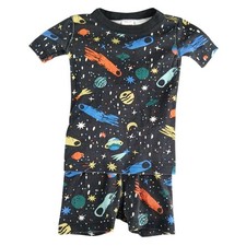 Hanna Andersson Pajama Set Boy 120cm 6-7 Black Space Rocket Planet Short Sleeve