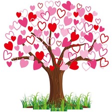 102 PCS Classroom Tree Bulletin Board Decorations Set Heart Cutouts Sweet Color