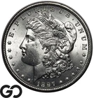 1897 Morgan Silver Dollar Coin, Blast White Gem BU++ Tougher Date