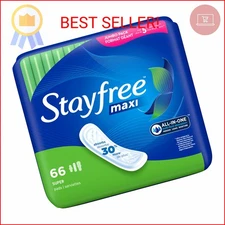 Stayfree Maxi Pads for Women, Super - 66 Count