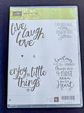 Stampin' Up! LAYERING LOVE (6) Stamps Set-New/Retired-Live, Laugh & Love-Phrases
