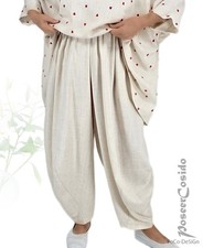 LAGENLOOK Leinen-Mix Ballon-Hose natur ecru 44 46 48 50 52 54 56 58 XL-XXL-XXXL