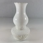 Vintage Imperial Milk Glass Vase Hurricane Lamp Style Grape Pattern 7.5”