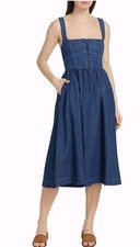 Reformation Tagliatelle Denim Midi-Dress Size-8
