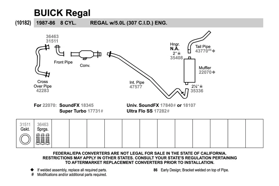 For Oldsmobile Cutlass Supreme 80-88 Walker Aluminized Steel Exhaust Front Pipe Foto 2 de 4