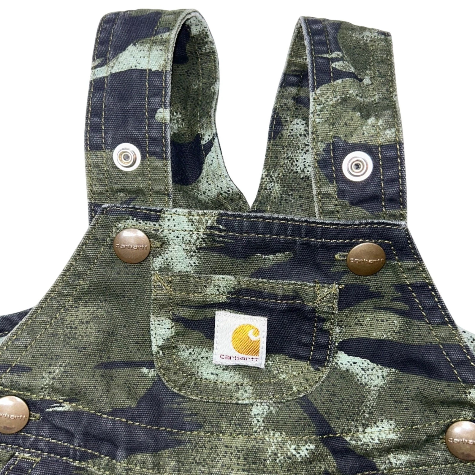 Carhartt Camo Overalls Kids 6 Months Green Black Camouflage One-Piece Shorts