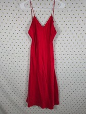 Vintage Victoria's Secret 100 Silk Red Maxi Nightgown Slip Dress M