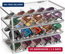 Sorbus Sunglasses Organizer - Plastic Stackable Eyeglass Case Storage Organizer