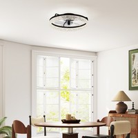 Homcom Deckenventilator Leise Led Mit Beleuchtung Und Fernbedienung, Schwarz