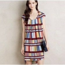 Maeve Anthropologie Au Revoir Dress colorful Stripe sz 0 shift summer career