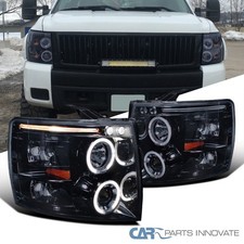 Fits 2007-2014 Chevy Silverado 1500 2500hd Led Halo Projector Headlights Smoke Fits 2007-2014 Chevy Silverado 1500 2500hd Led Halo Projector Headlights Smoke