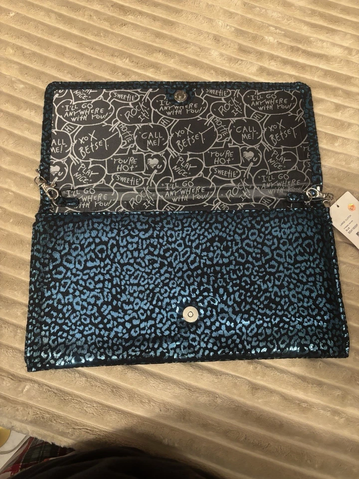 Новый с Ярлыками Betsey Johnson металлический синий леопард печать женщин застежки с цепочкой ремень - Изображение 4 из 4