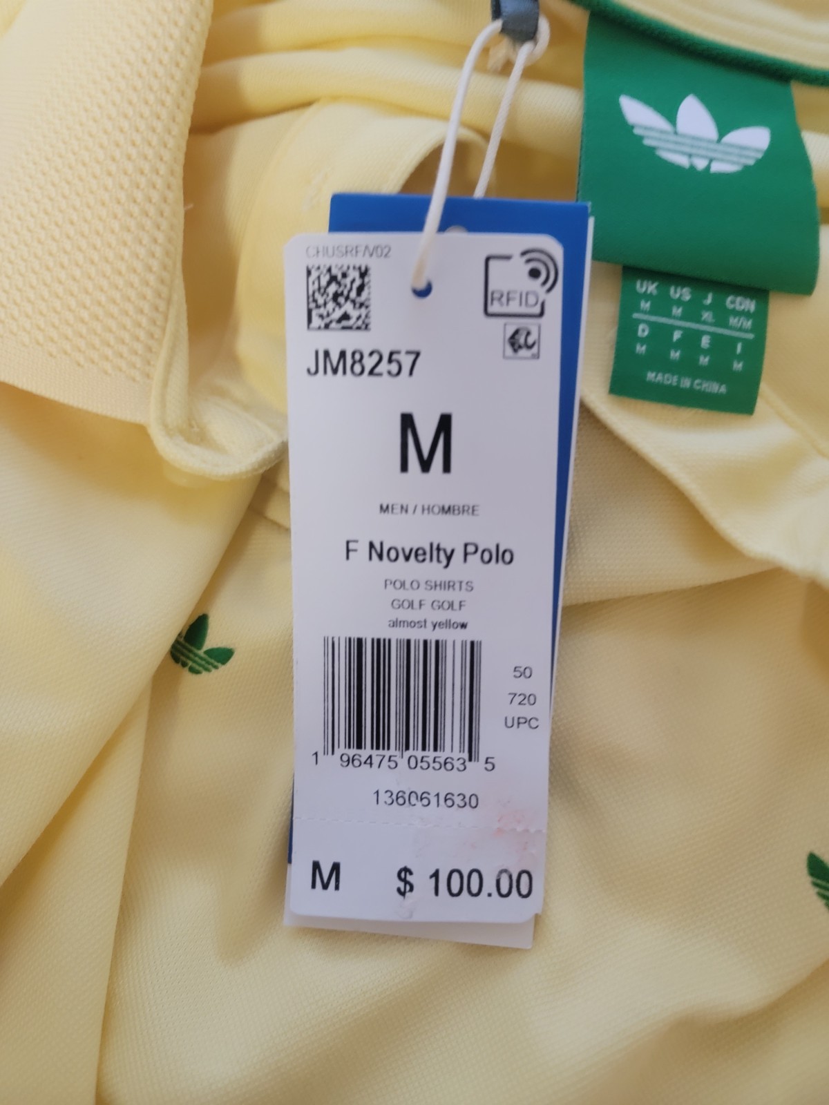 NEW MENS ADIDAS ORIGINALS TREFOIL POLO SHIRT ~SIZE MEDIUM  #JM8257 YELLOW/GREEN thumbnail 9