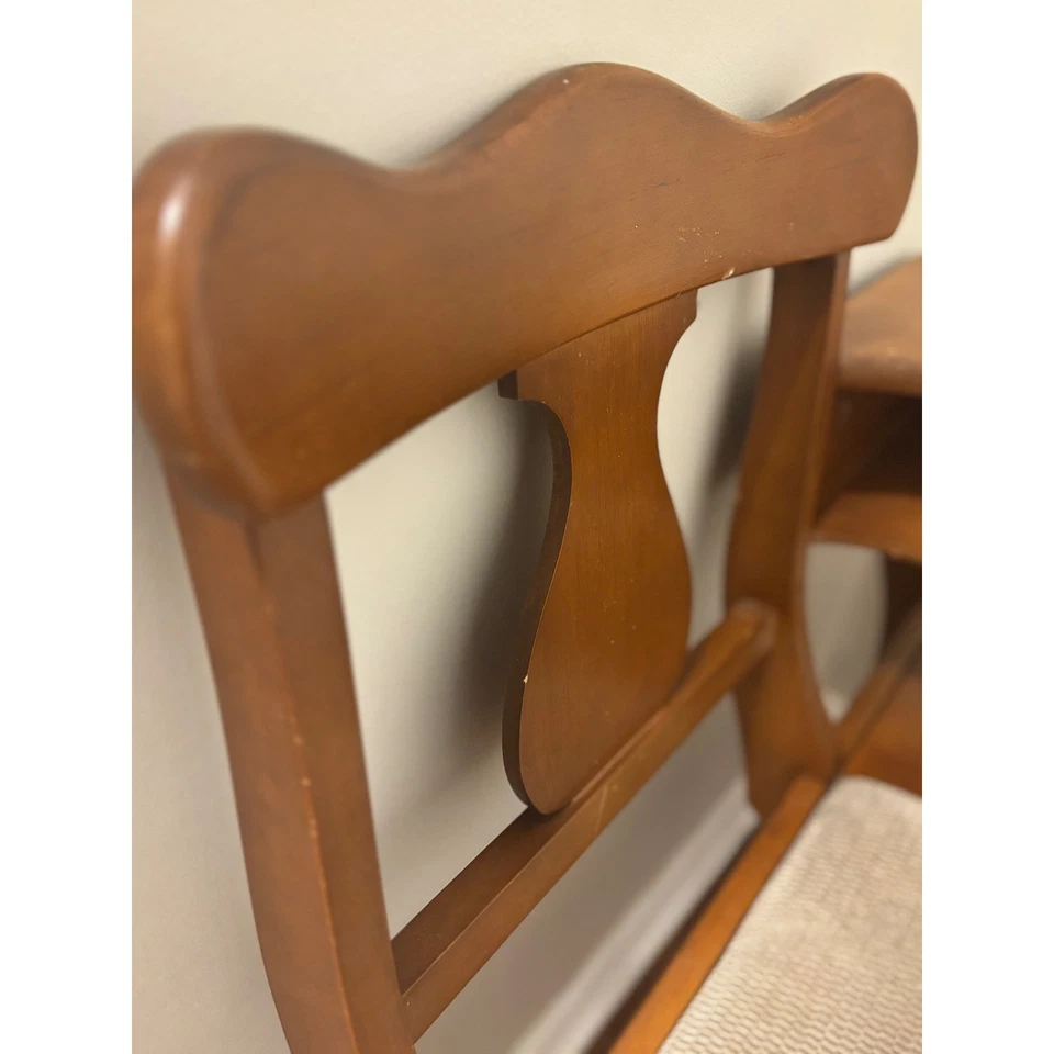 Vintage Gossip Bench Wooden Chair Desk Storage Shelf Telephone Table Tan cushion - Image 3 of 4