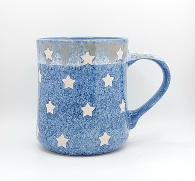 Engraved Rustic Stars Coffee Mug 20 Oz Ceramic, Fire Glazed Cup By Dwell Studio
