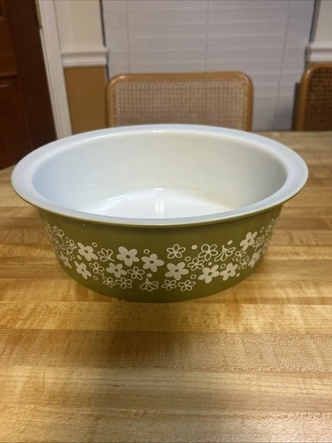 Vintage Pyrex Big Bertha 664 Spring Blossom Green Crazy Daisy Dish - NO LID