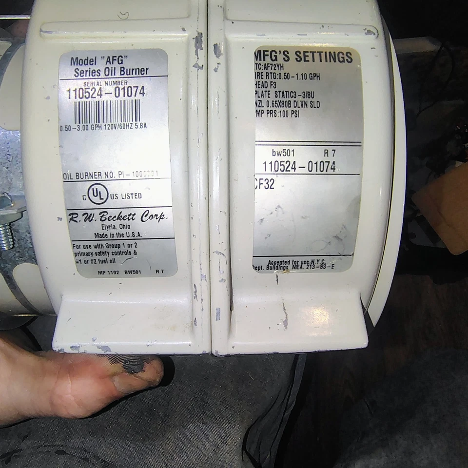 RARO: Quemador de aceite Beckett AFG genuino 🔥 CARCASA / CHASIS Serie # 110524-01074 Foto 4 de 4