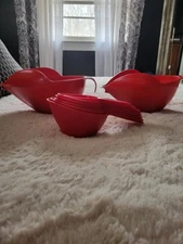 Randy Kaas POURfect 10 Pc Set Measure Cups and Mixing Bowls, Used, Red