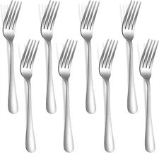 Dinner Forks - Set of 16 Stainless Steel Silverware, Mirror Polished, Dishwasher