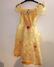 Disney Princess Belle Girls Fancy Dress Costume Yellow Dress Size 5-6 Years