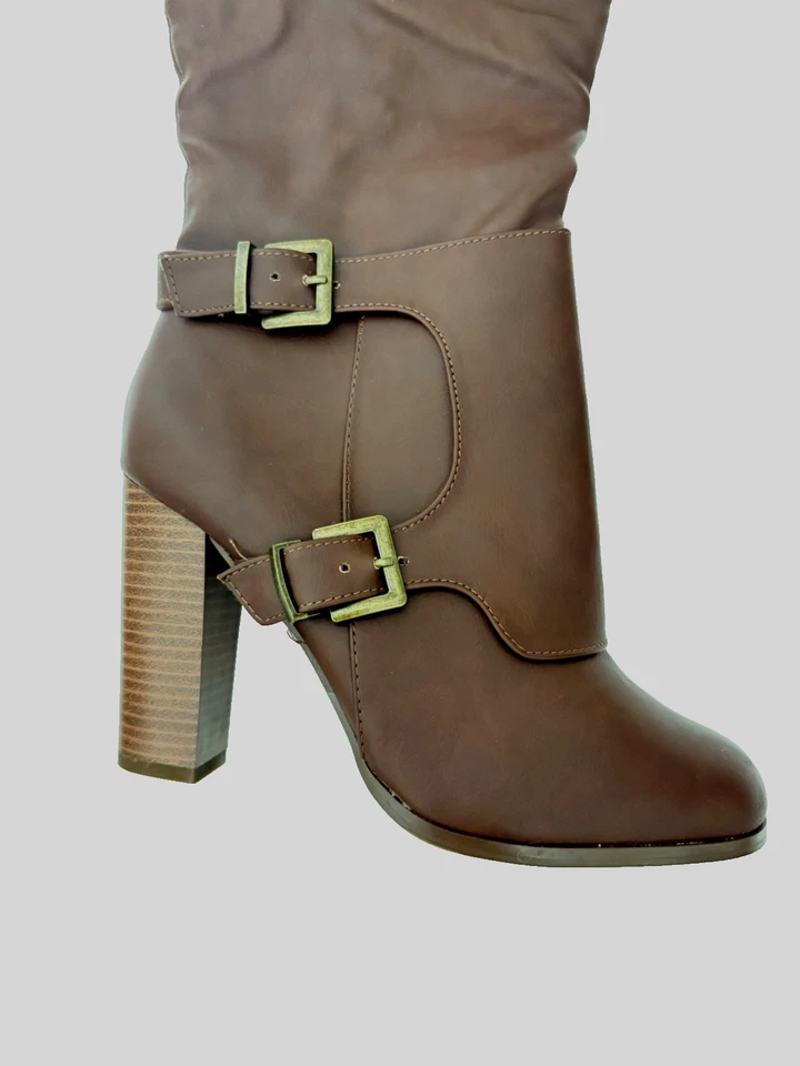 CHARLOTTE RUSSE САПОГИ ДО КОЛЕНА ЖЕНЩИН РАЗМЕР 9 ЦВЕТ КОРИЧНЕВЫЙ ЧЕЛОВЕК СДЕЛАНО МАТЕРИАЛЫ - Изображение 3 из 4