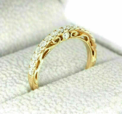 0.35Ct Round Diamond Half Eternity Bridal Wedding Ring 14K Yellow Gold ...