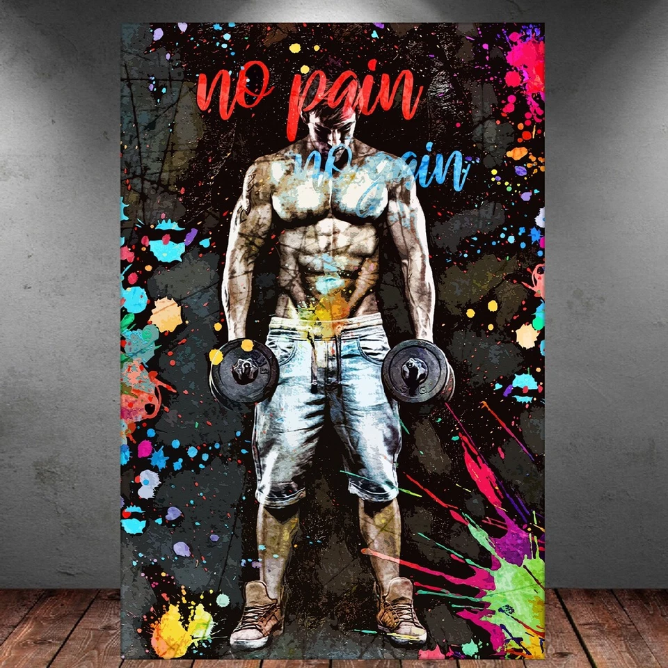 LEINWAND BILDER XXL BODYBUILDING HANTELN BODYBUILDER BUNT ABSTRAKT WAND POSTER - Bild 4 von 4