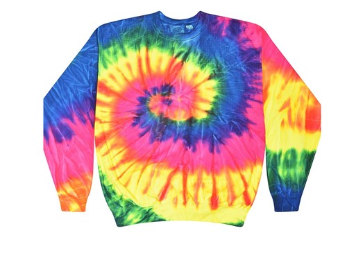 Tie Dye Multicolor Cuello Redondo Vellón Adulto Pequeño a 3XL 80% Algodón Manga Larga  - Imagen 5 de 19