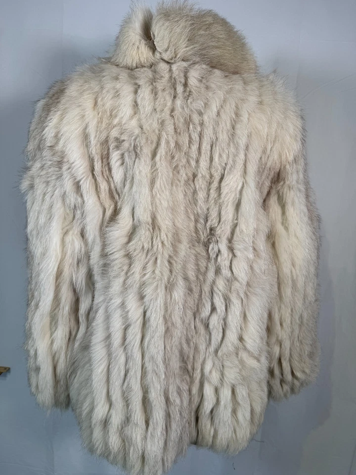 Abrigo Chaqueta Bolsillos Para Mujer Vintage Saga Furs Genuino Gris Plateado Piel Zorro Talla L Foto 2 de 4