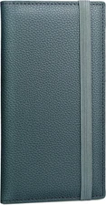 Personal Checkbook Cover with Pen Holder and Clear Divider (Grey Green)