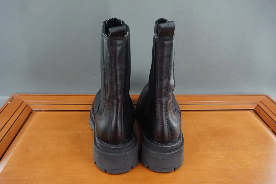 Andre Assous Mujer Talla 38/8 Zapatos Cuero Negro Pull On Gruesas Botas Chelsea Foto 4 de 4