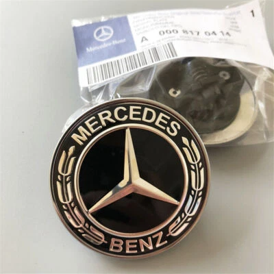 Für Mercedes Benz Stern Emblem Motorhaube Schwarz Lorbeer 57mm Logo abzeichen DE
