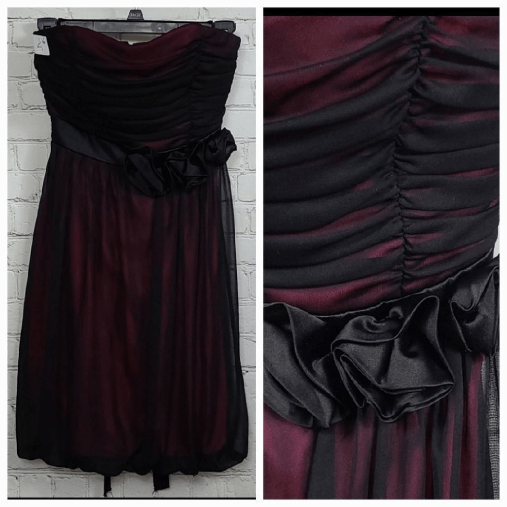 Ruby Rox Black Chiffon Bubble Dress Strapless Pin… - image 1