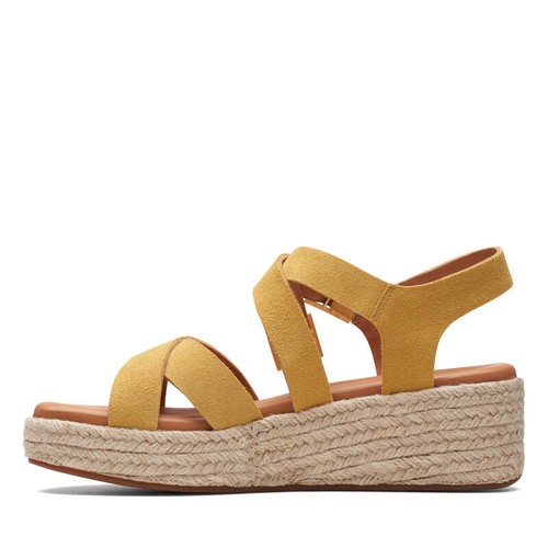 Clarks KIMMEL BUCKLE Yellow Suede Women's Sandals Size UK 7 / EU 41 - Picture 5 of 5