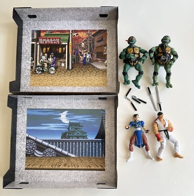 TMNT Teenage Mutant Ninja Turtles Vs Street Fighter Lot- COMPLETE w/ Backgrounds