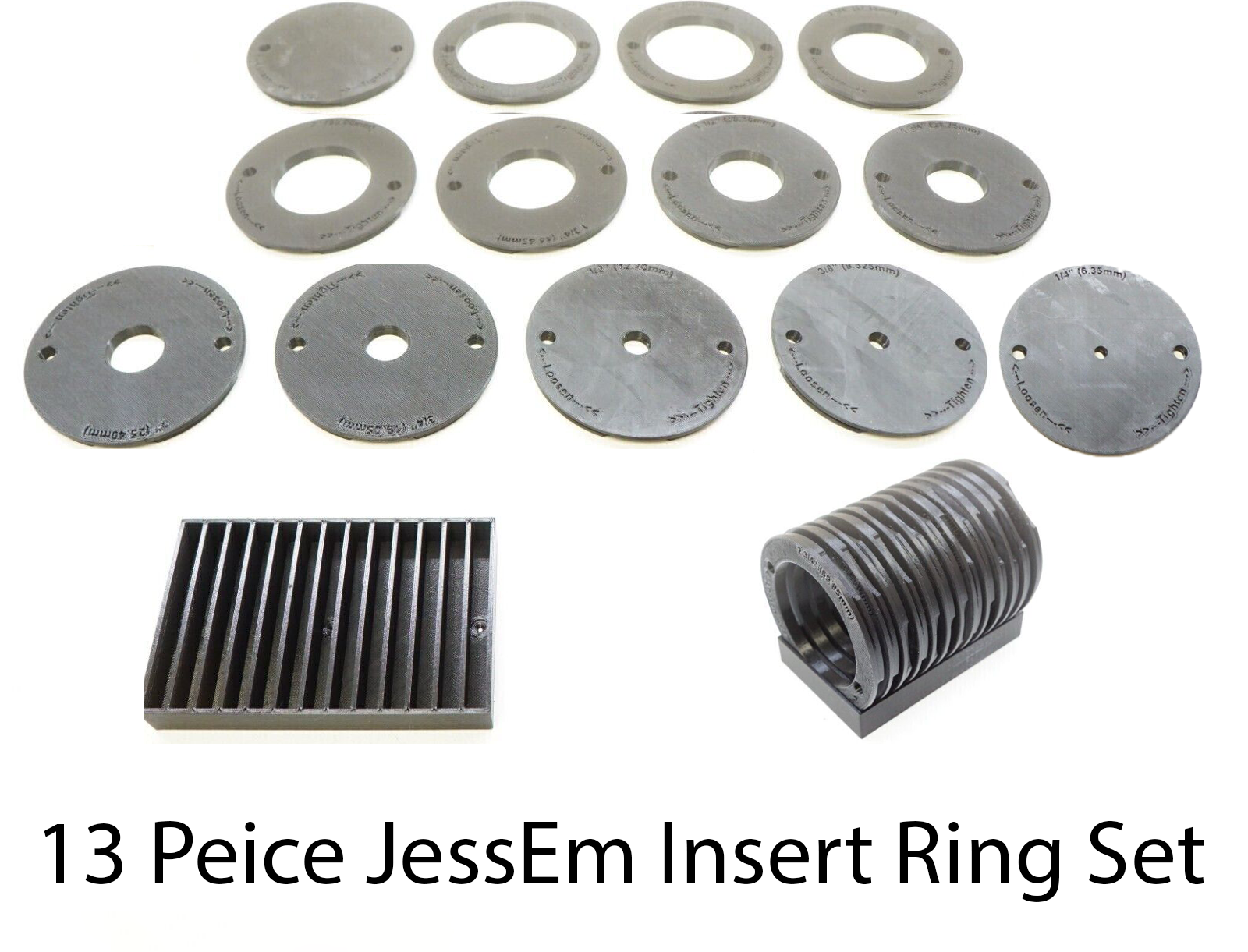 13pc Insert Ring Set for JessEm Rout-R-Lift II (02310) Router Plate w ...