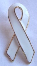 Right to Life Awareness white ribbon lapel pin, gold plated, made in USA