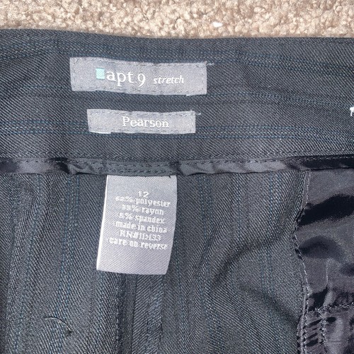 Apt. 9 Pearson Womans 12 Stretch Gray Black Casual Pants Pinstripe - Picture 3 of 5
