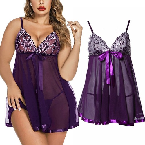 Sexy Lingerie Women's Lace Babydoll Sleepwear Chemise Underwear Outfit Plus Size