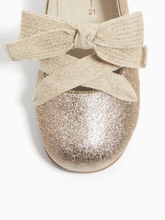 Pisos de ballet Zara bebé niña brillo con lazo dorado 6503/003 talla 6,5 EU22 NUEVOS CON ETIQUETAS Foto 3 de 4