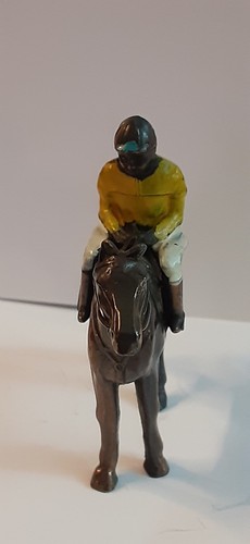 Vintage Pferd & gelber Jockey Figuren handbemalt Japan Metall Kupfer Bronze - Bild 3 von 5