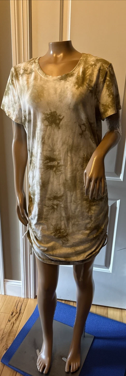 UNDERCOVER Abito VS ROSA increspato lati tie dye taglia XL spiaggia casual resort multi nuovo con etichette