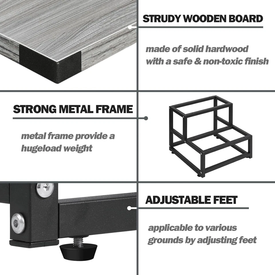 2 Tier Heavy Duty Beside Step Stool Foot Stool for Kids, High Bed, RV Step, Gray - Image 3 of 4