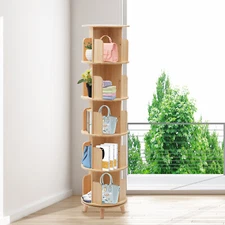 5 Tier 360° Rotating Bookshelf Bookcase Storage Shelf Freestanding Display Rack