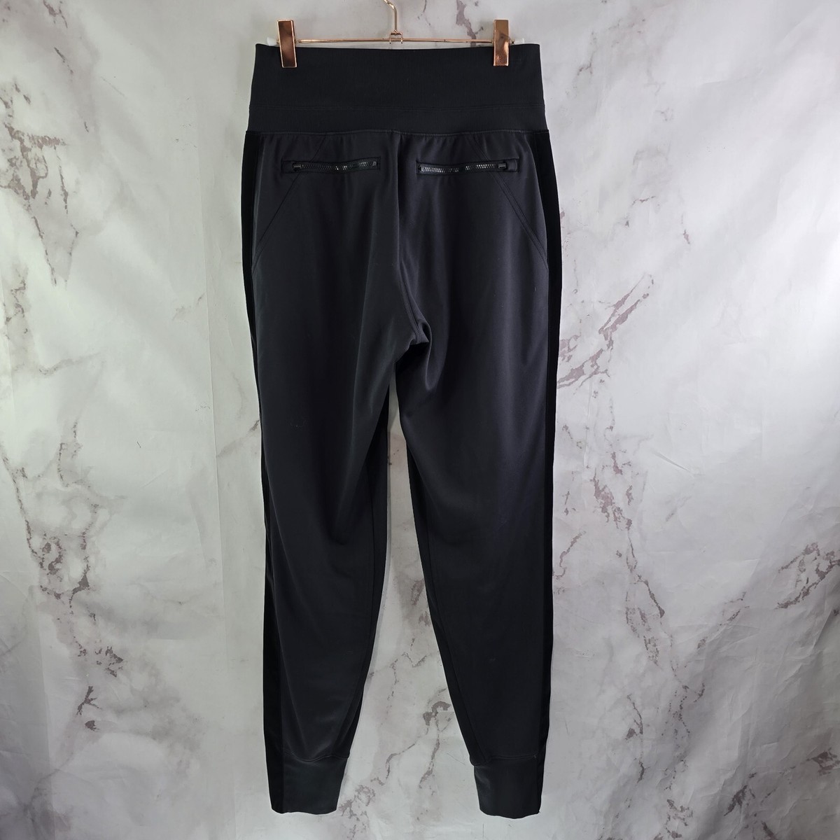 Athleta Pants Womens Small Tall Long Black Venice Velvet Stripe